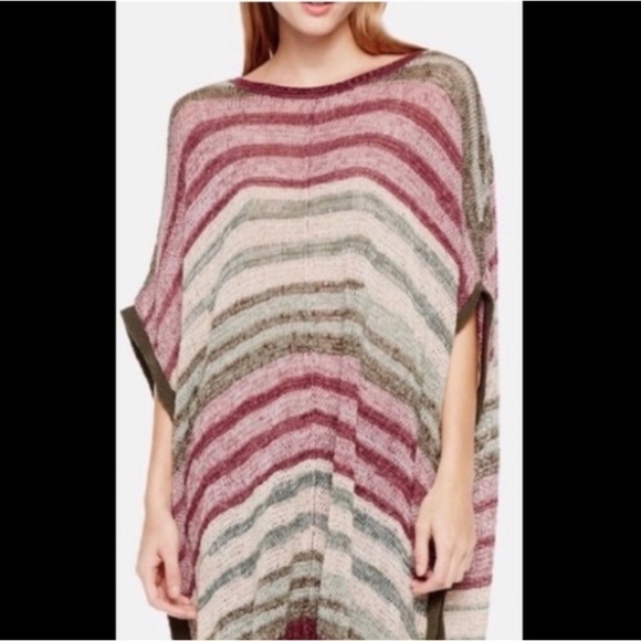 Vince Camuto striped Knit pancho /  shawl - Picture 1 of 5